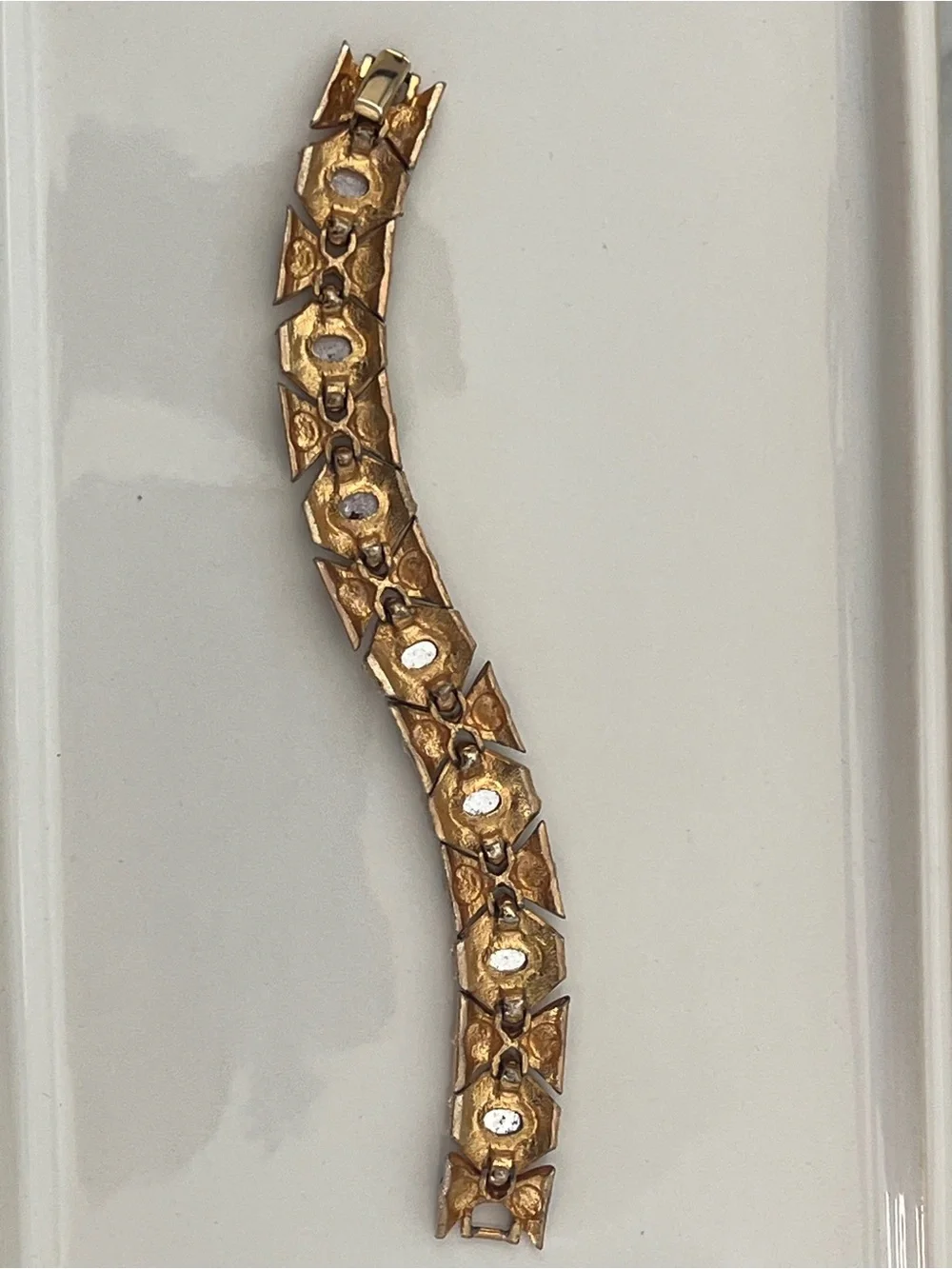 Vintage Gold-Tone Bracelet with Red, Blue & Green Glass Stones